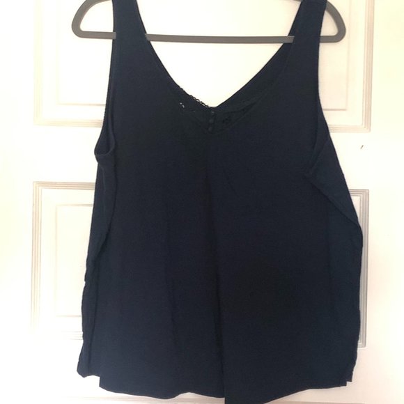 Maurices Navy Blue Lace Accent Tank Top - Picture 2 of 8